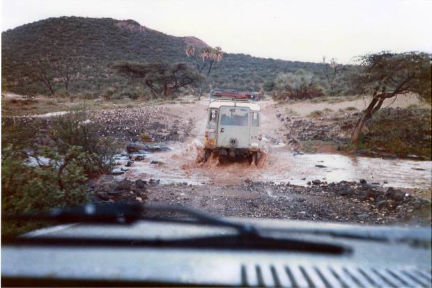 After a heavy rain: The dirt-road is flooded at many places...