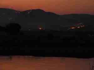 A bad picture of the burning hills.