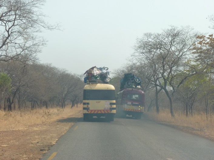 buses overtaking small