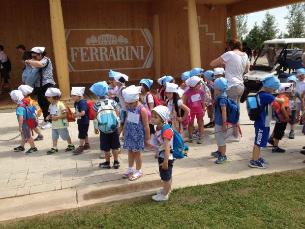 A group of school children. The well behaved held the rope while the naughty ones were tied to it!